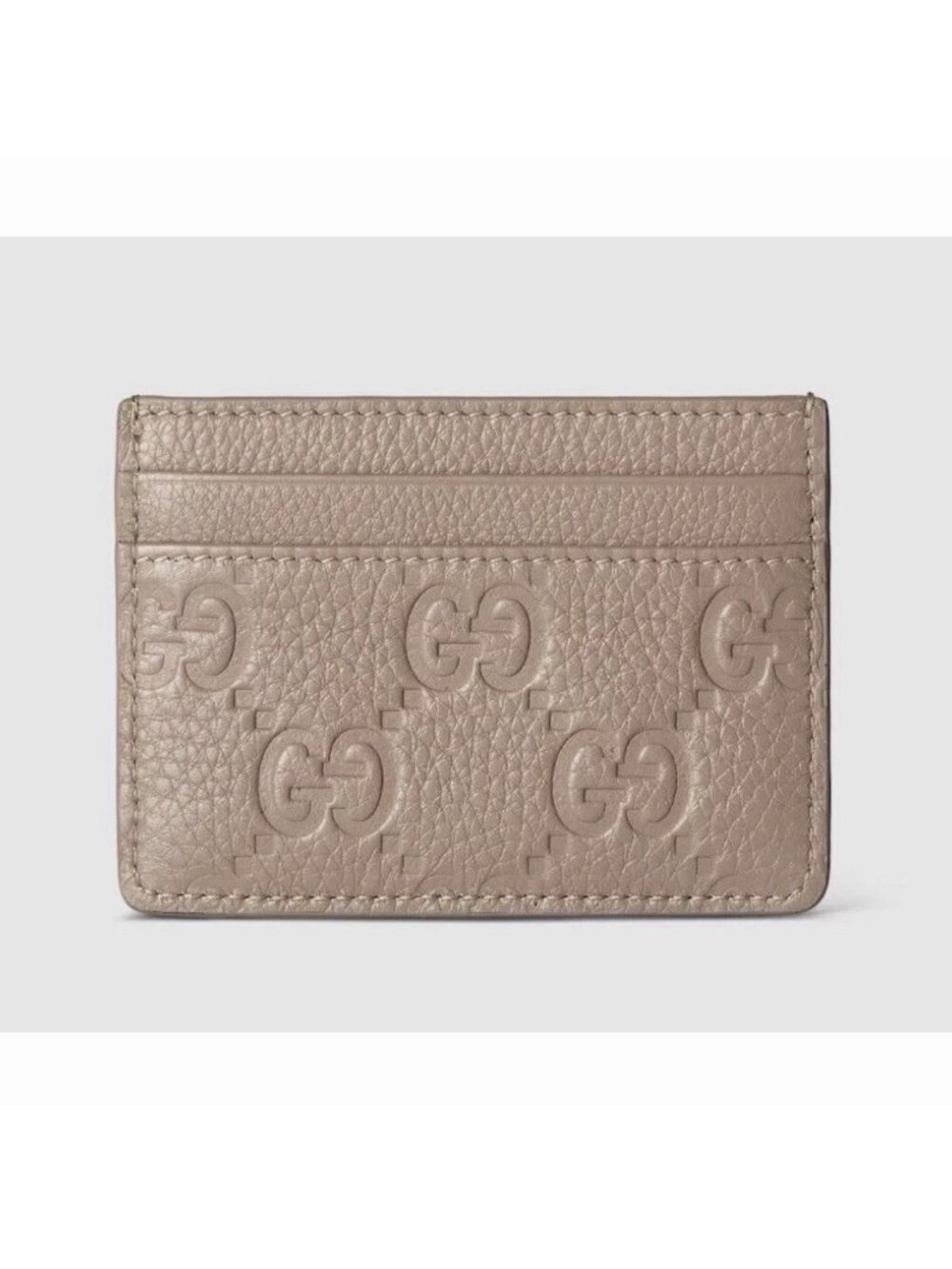 NEW GUCCI GG Emblem Card Case 815883 AAEEM 1000 GG Grainy Leather Taupe W/box